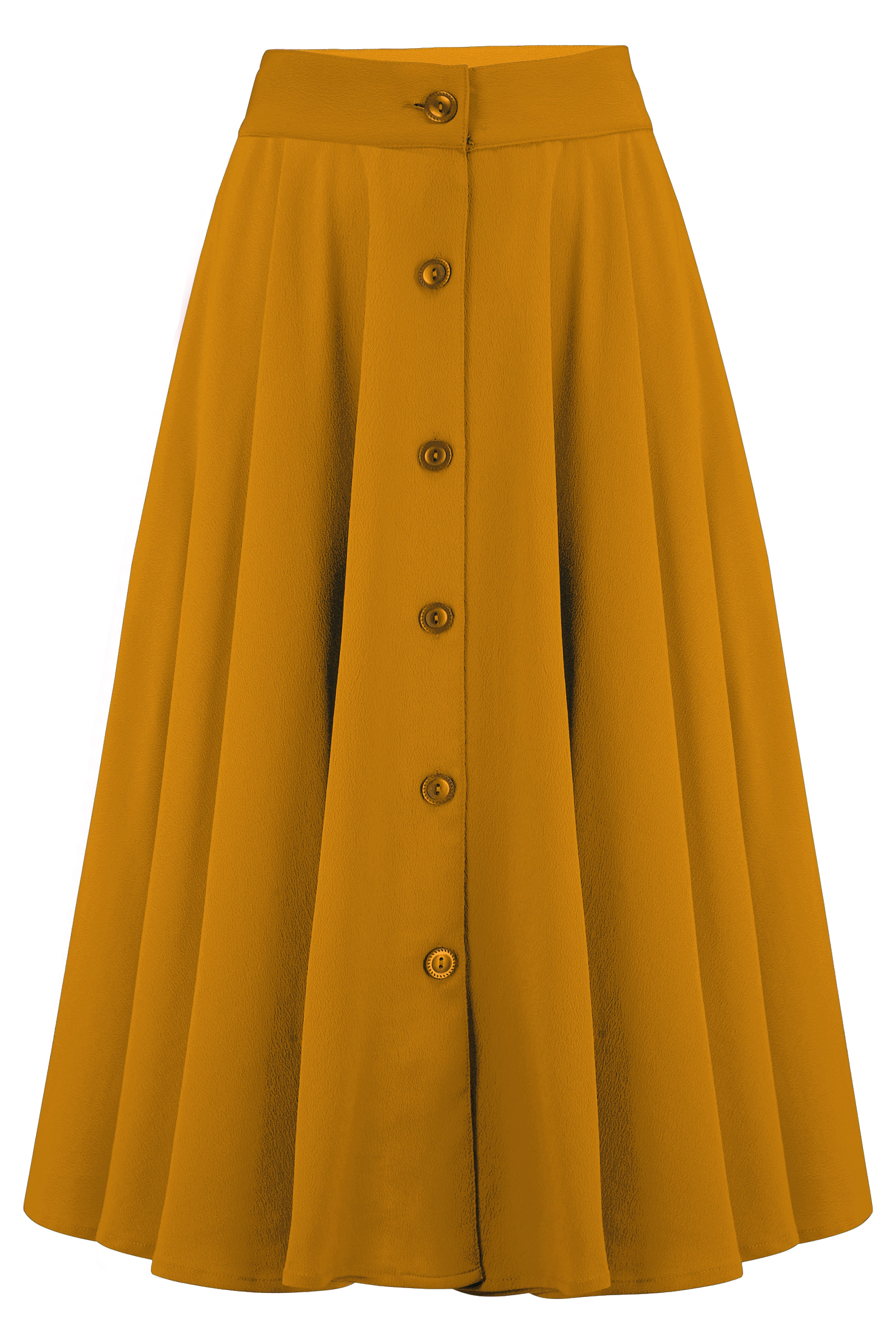 Vintage Skirts | Retro, Pencil, Swing, Boho The Beverly Button Front Full Circle Skirt with Pockets in Solid Mustard True 1950s Vintage Style £39.00 AT vintagedancer.com