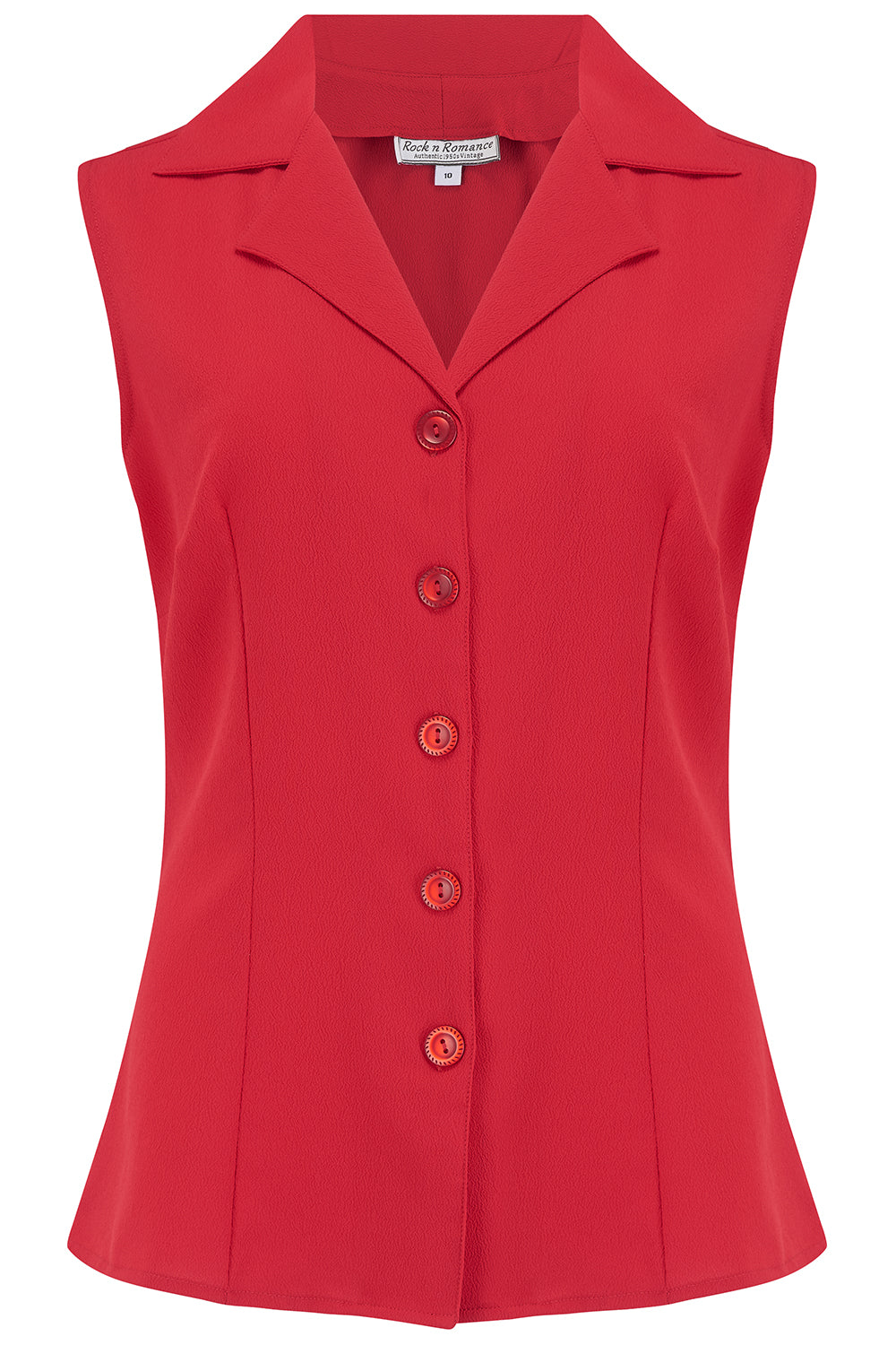 **Sample Sale** The "Gladys" Sleeveless Summer Blouse in Solid Red, Classic Vintage 1950s Inspired Style