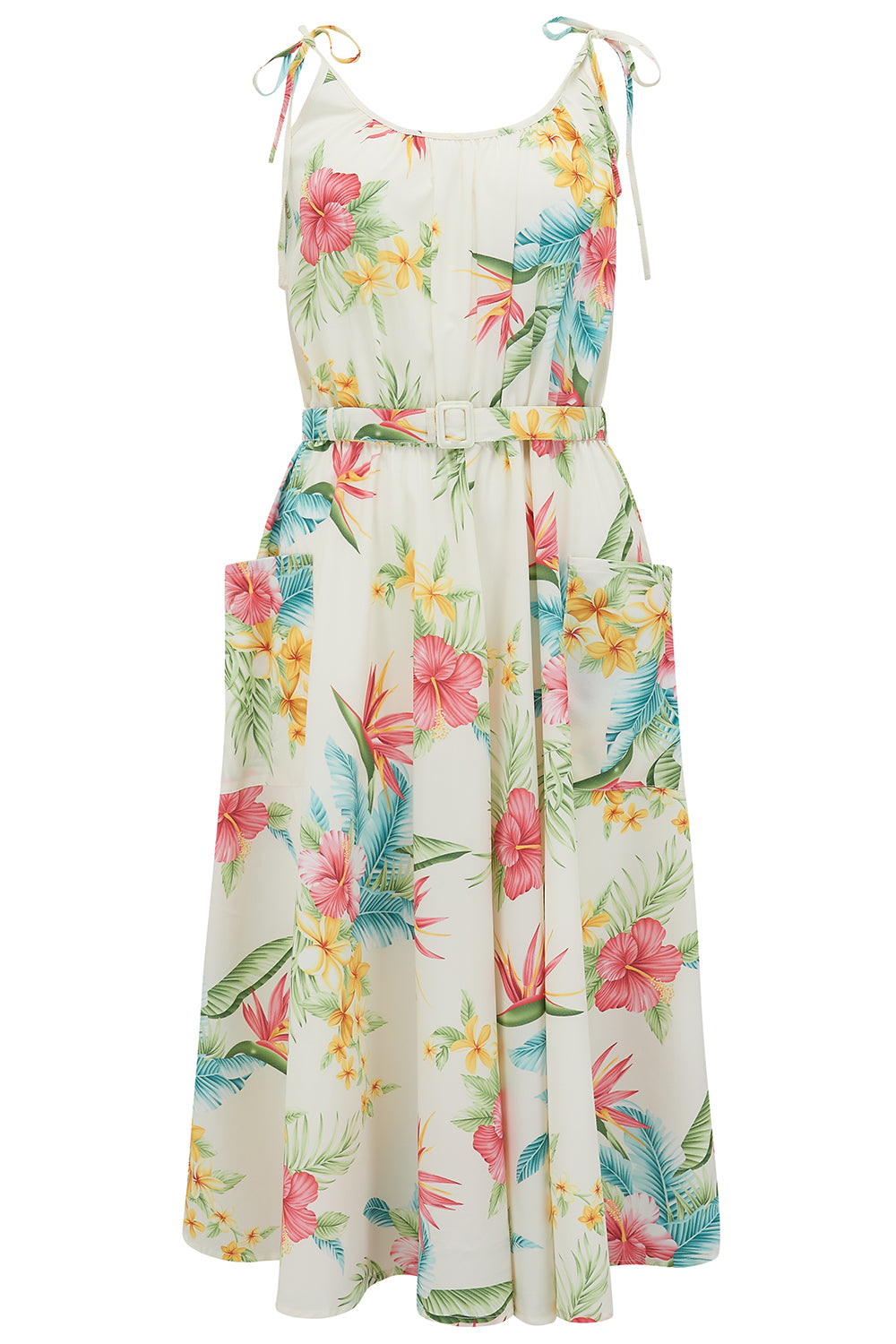 **Sample Sale** The "Suzy Sun Dress" in Natural Honolulu Print, Easy To Wear Tiki Style From The 50s product