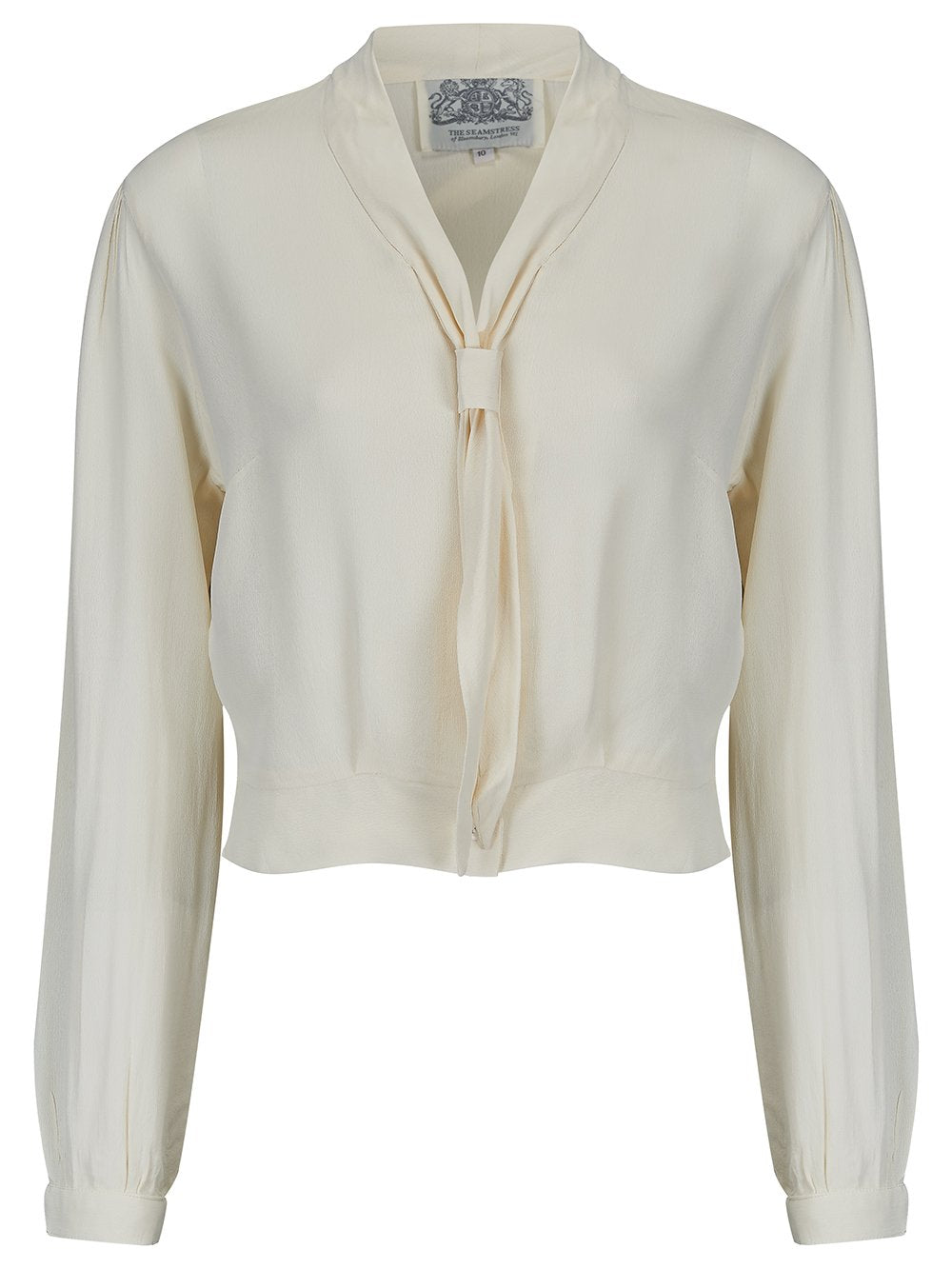 1920s Style Blouses, Shirts, Vest, Sweaters, Cardigans Bonnie Long Sleeve Blouse Cream by The Seamstress of Bloomsbury Classic 1940s Vintage Inspired Style £45.95 AT vintagedancer.com