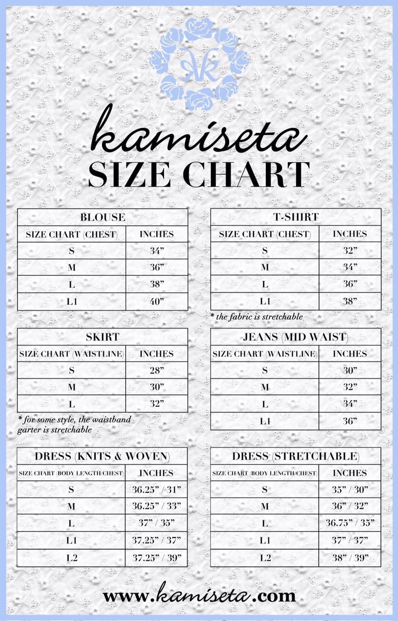 Paper Denim And Cloth Size Chart