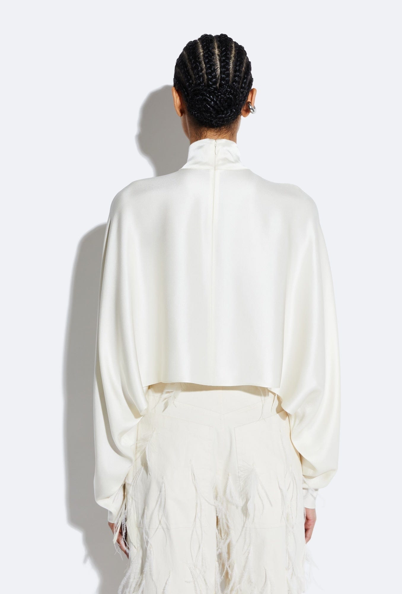 Lapointe Satin Caftan Top In Cream