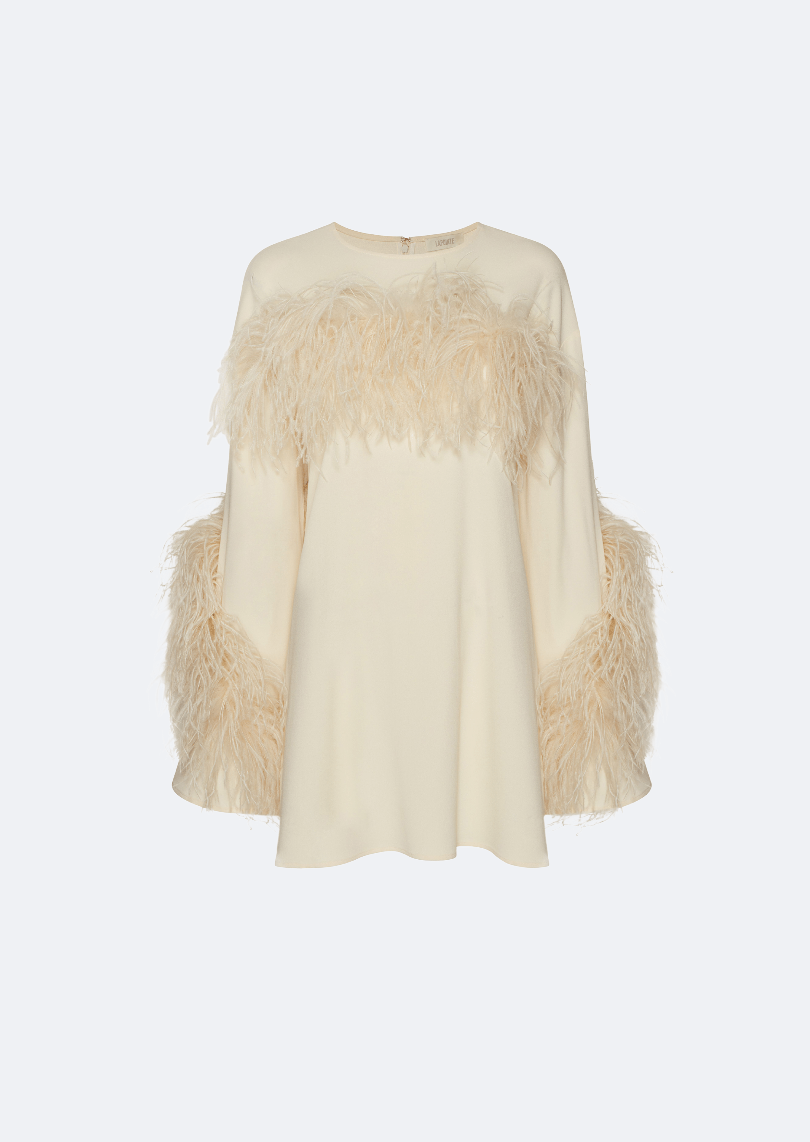 Crepe Shift Dress With Feathers