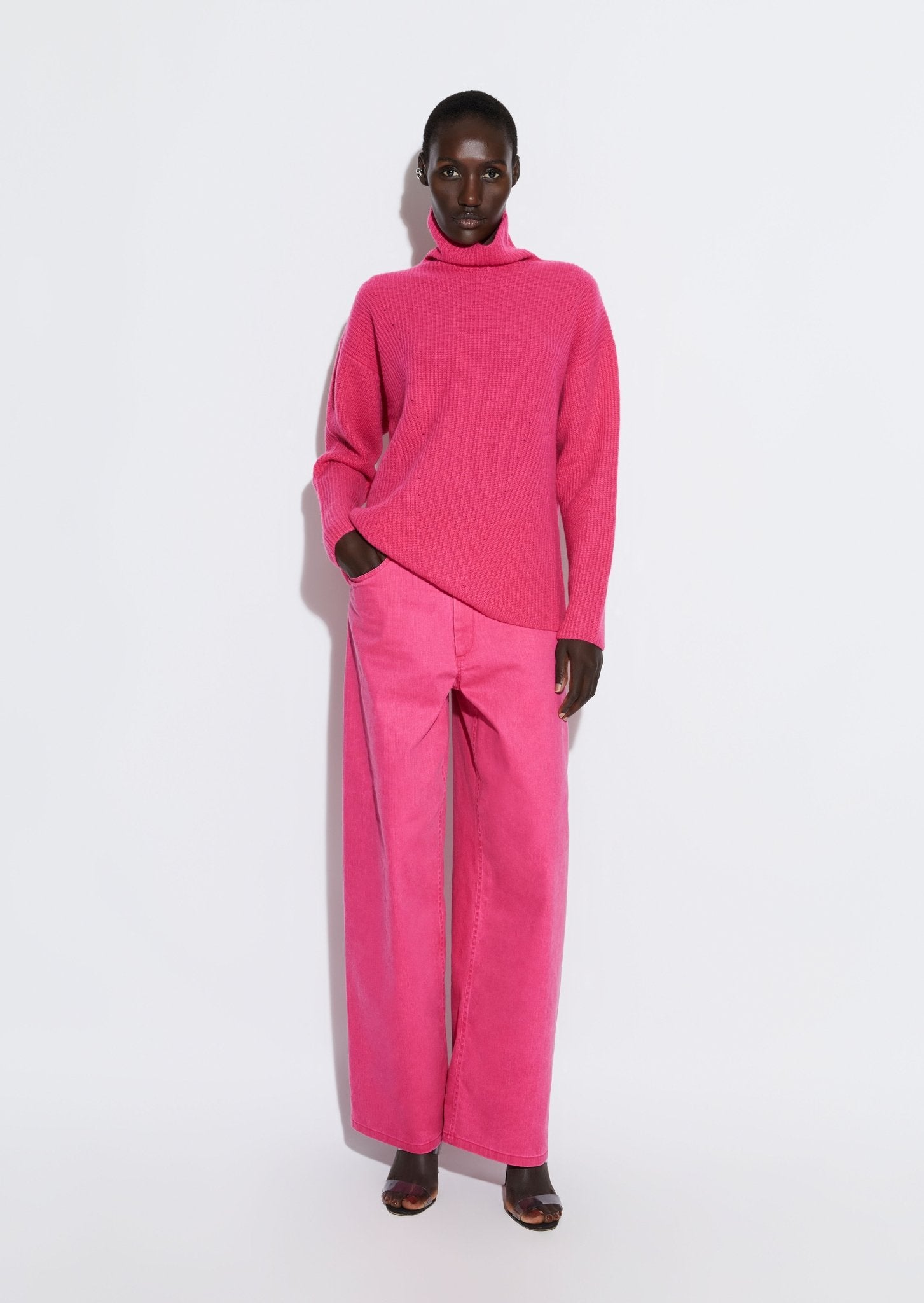 Cashmere Silk Turtleneck in Magenta Pink | LAPOINTE