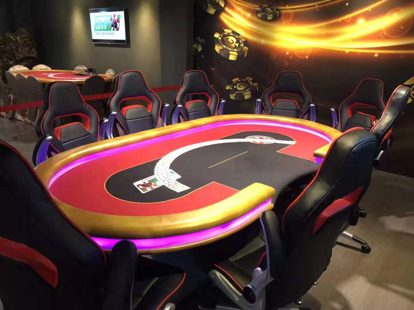 led poker table