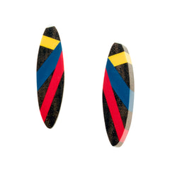 Stud Earrings with Classic Blue Red Yellow and White