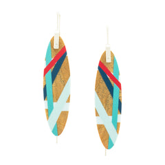 Classic Blue and Red Maple Wood Earrings 