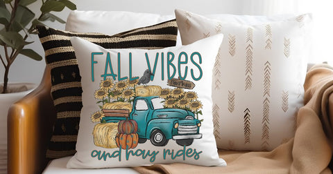 fall vibes and hay rides pillow
