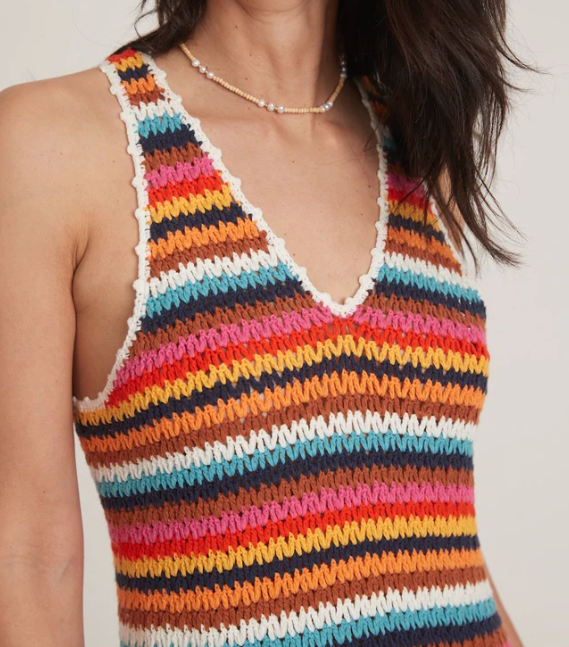 Viv Crochet Dress Multi Stripe Genterie Supply Co.