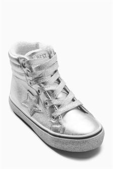 Next Silver Shine Star Younger Girls Hi-Top