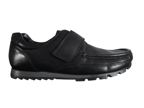 M&S Leather Black Single Strap Boys School Shoes