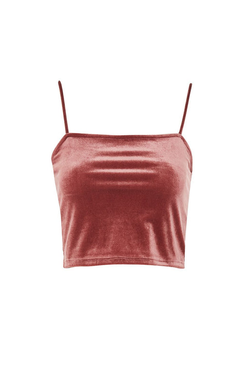 Topshop Tall Womens Tall Velvet Square Neck Camisole Pink Top