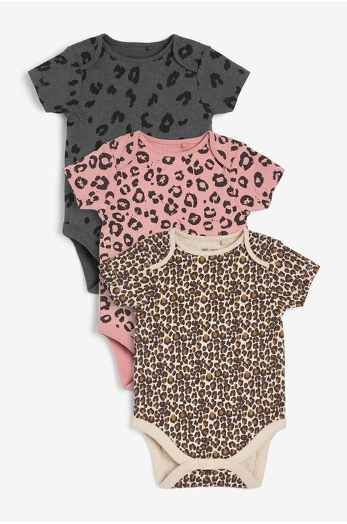 Next 3 Pack Animal Print Baby Girls Bodysuits