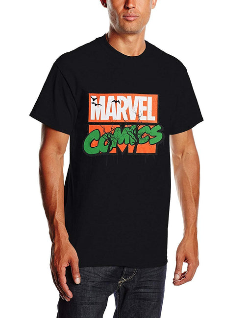 Marvel Comics Halloween Logo Short Sleeve Mens Black T-Shirt