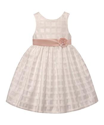 American Princess Girls Ivory Peach Spring A-Line Dress