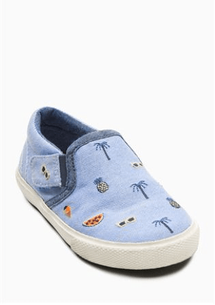 Next Baby Boys Blue Embroidery Slip-on Shoes
