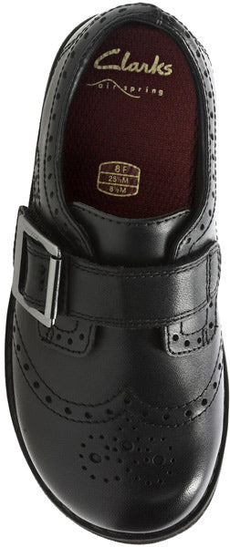 Girls Clarks Crown Pride Black Leather Shoes