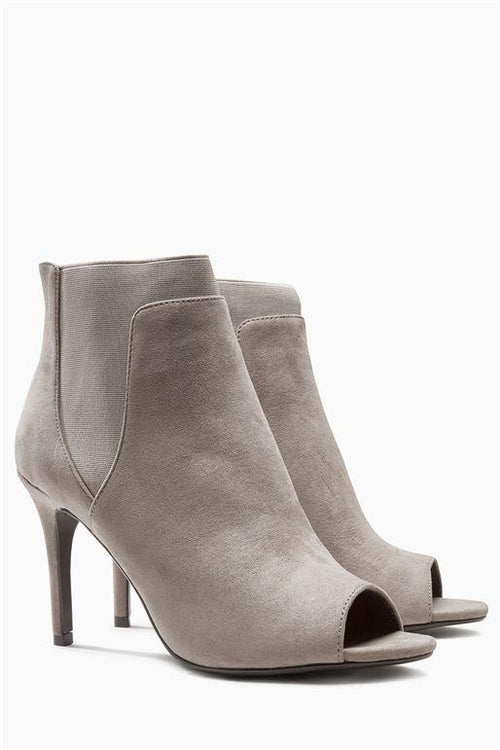 Next Womens Grey Peep Toe Shoe Boots