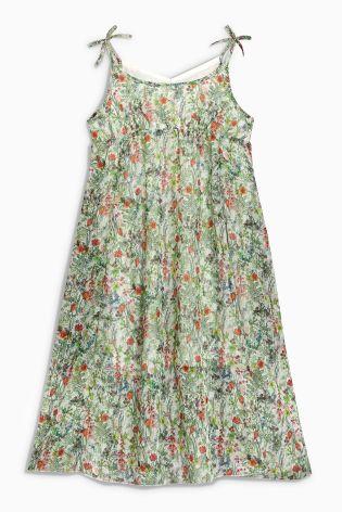 Next Green Floral Younger Girls Dress