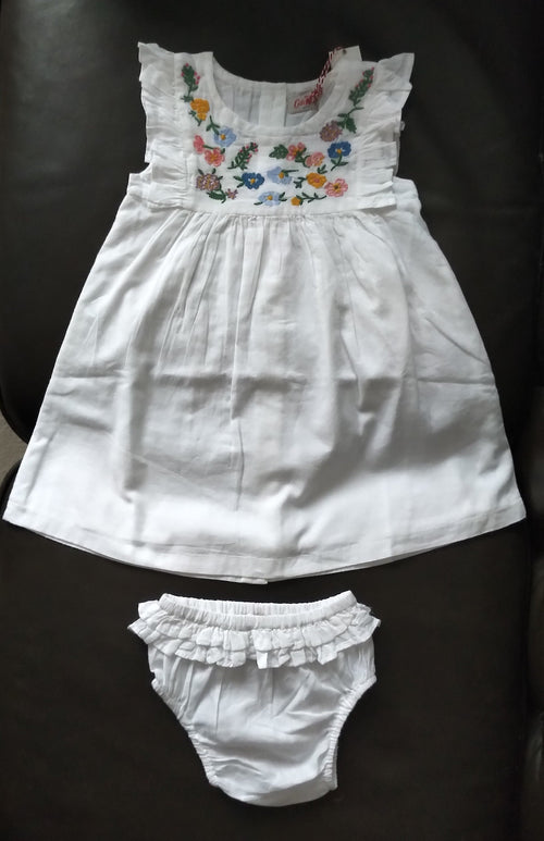 Cath Kidston Baby EMB Dress with Frill & Brief