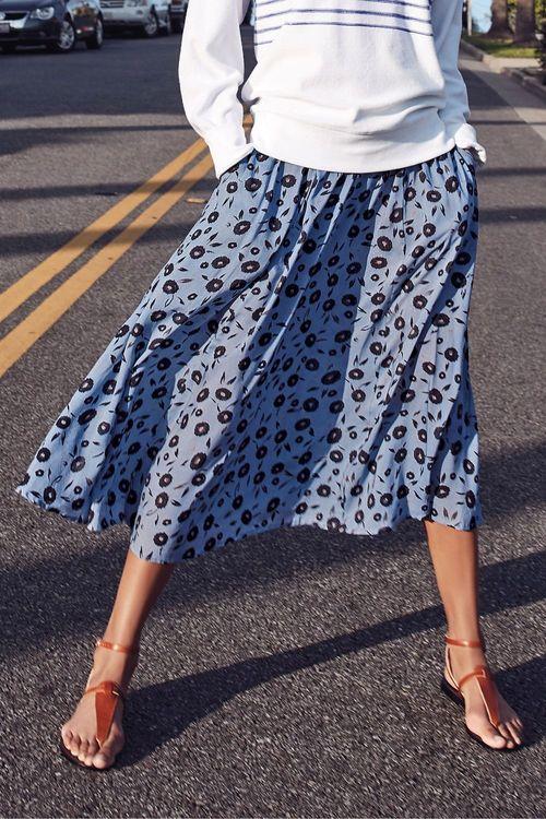 Next Womens Blue Printed Midi Skirt