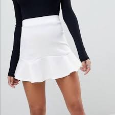 PrettyLittleThing Womens Verity Flippy Hem White Mini Skirt