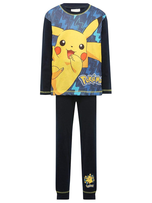 Pokemon Pikachu Print Long Sleeve Navy Pyjamas Set