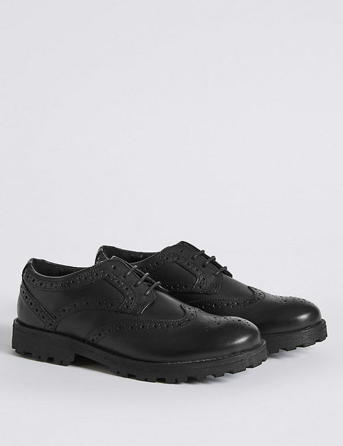 M&S Leather Brogue Boys School Shoes