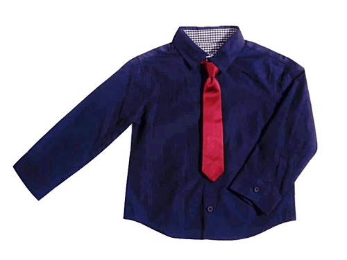 Matalan Baby Boys Dark Blue Shirt with Tie