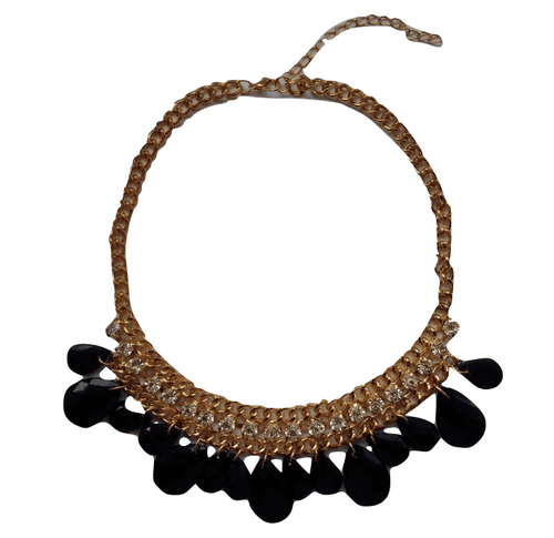 Wilphen Fashion Black Stone Diamante Statement Necklace