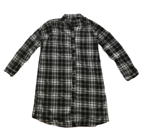 Boohoo Girls Black Check Long Shirt