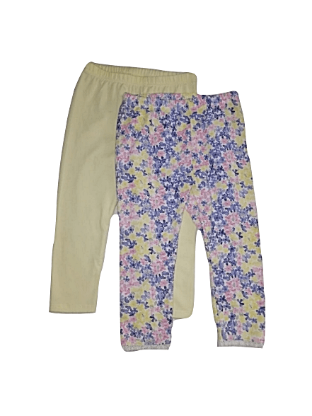 Coo Chi Coo Girls Floral & Plain Two Pack Leggings