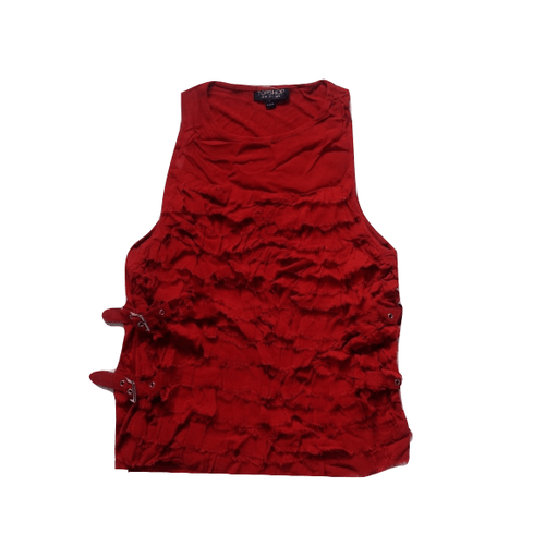 Topshop Womens Red Buckle Frill Ruffle Vest Top