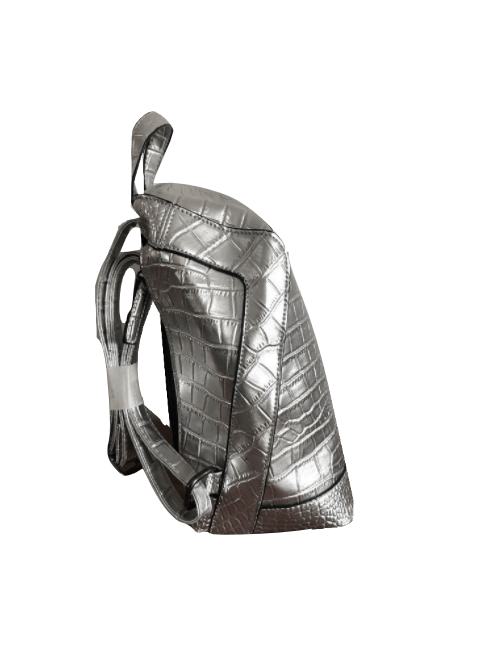 PrettyLittleThing Silver Croc Embossed Womens Backpack
