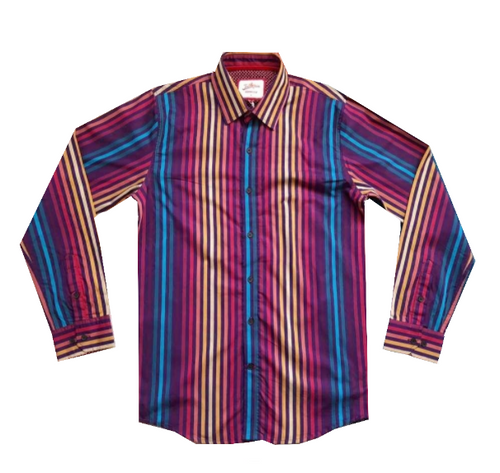 Joe Browns Multi Colour Striped Purple Poplin Mens Shirt
