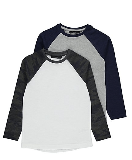 George Boys Camo Raglan Tops 2 Pack