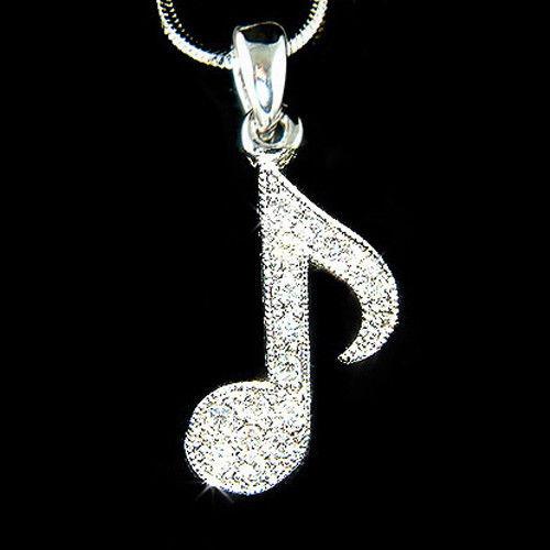 Swarovski Crystal Piano Musical Eighth Note Quaver Pendant Necklace