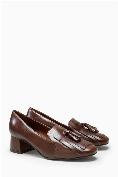 Next Tan Tassel Leather Womens Loafers