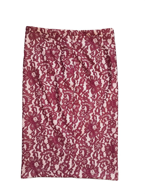 Next Burgundy Floral Lace Womens Skirt