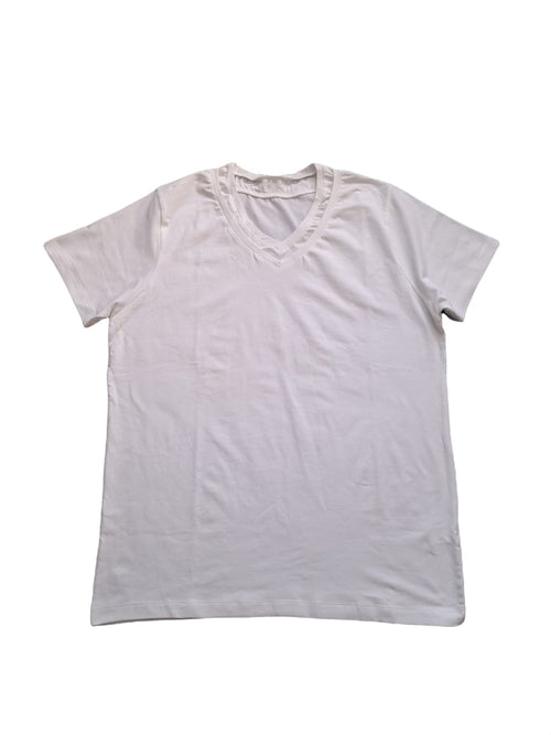 White Double V-Neck Mens T-Shirt