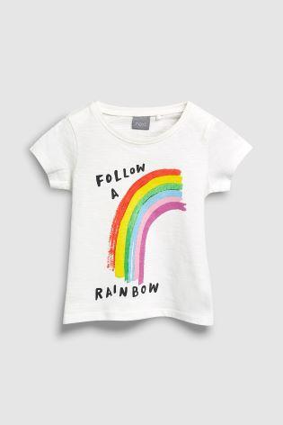 Next Baby Girls White Rainbow T-Shirt