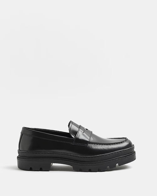 River Island Black Chunky Cleated Sole Mens Loafers