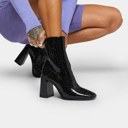 Nami Square Toe Croc Ankle Boot