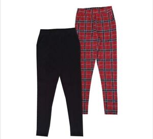 SoulCal 2 Pack Red Check Black Older Girls Trousers