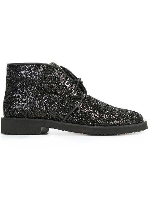 Missi Girls Black Glitter Desert Boots