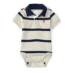 Ralph Lauren Cotton Rugby Bodysuit - Grey