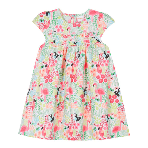 Bluezoo Baby Girls Pink Jungle Print Frill Detail Dress
