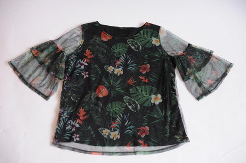 George Womens Black Floral Top