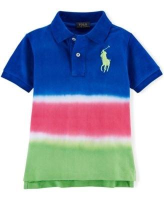 Ralph Lauren  Blue/Pink Dip Dyed Cotton Mesh Baby Boys Polo Shirt