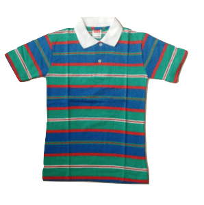 Boys Green Multi Striped Polo Shirt